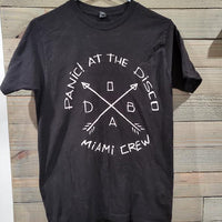 RARE Panic! At The Disco Miami Crew SMALL Black T-Shirt Music Band Event