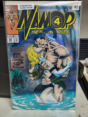Namor The Sub-Mariner #50 (1994) Foil Cover w/3 Spiderman Cards Intact Inside NM UNREAD