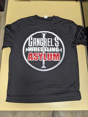 GWA Gangrel Wrestling Asylum SMALL LOOSE Performance 100% Polyester Black Tee-Shirt