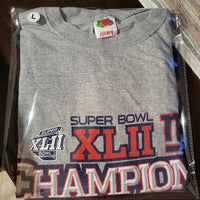 New York Giants Super Bowl XLII Champions NFL Fruit Of The Loom Gray Large T-Shirt Football