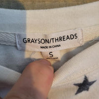 Grayson/Threads Grey/Black Stars on White Sweatshirt Pullover Size Small (Juniors) Shirt