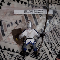 2001 Papo Blue & White Eagle Shield Foot Soldier with Pike Weapon