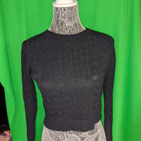 Garage Cropped Black Cableknit Sweater Size XS Extra Small