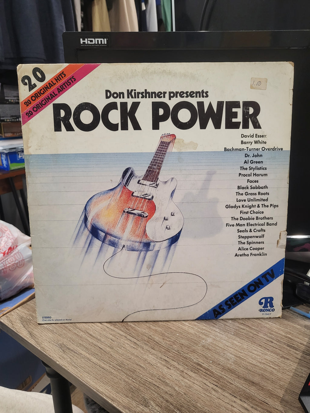 Ronco Don Kirshner presents Rock Power (1974) LP Sabbath Alice Cooper Aretha MORE