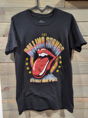 Rolling Stones Black T-Shirt It's Only Rock 'N Roll Rock Band Size SMALL 2020 Cotton