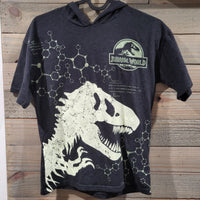 Jurassic World Glow In The Dark Raptor Size 10 Kids Shirt with Hood w/Dino Scales