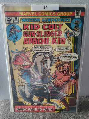 Western Gunfighters #31 Kid Colt Gun-Slinger Apache Kid (1975) Marvel Comics