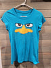 Perry The Platypus Disney Blue Juniors LARGE (11/13) Short Sleeve Shirt Phineas & Ferb