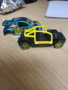 2007 Hot Wheels Pop-Offs Teal Volkswagen Beetle Cup Race Car w/Yellow Spokes
