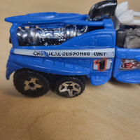2000 Hot Wheels Extreme City Blue Chemical Response Twist Small Die-Cast Truck