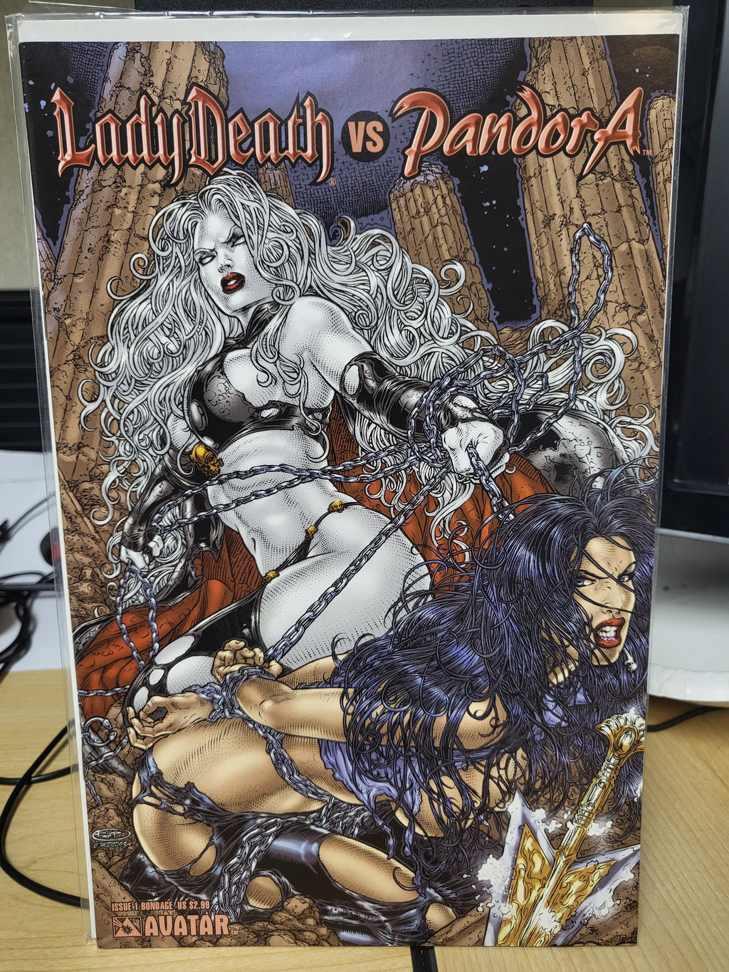 Lady Death vs. Pandora #1 (2007) RARE Bondage Cover Variant Brian Pulido NM Avatar Press