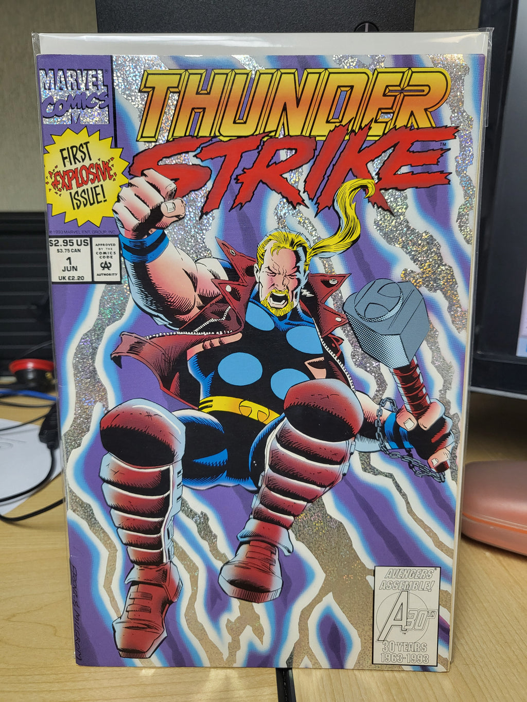 Thunderstrike #1  (1993) Silver Glitter Foil Al Milgrom Cover Bloodaxe Appearance NM