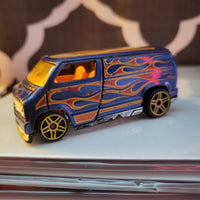 2007 Hot Wheels Custom '77 Blue Dodge Van With Flames Thailand Diecast Car