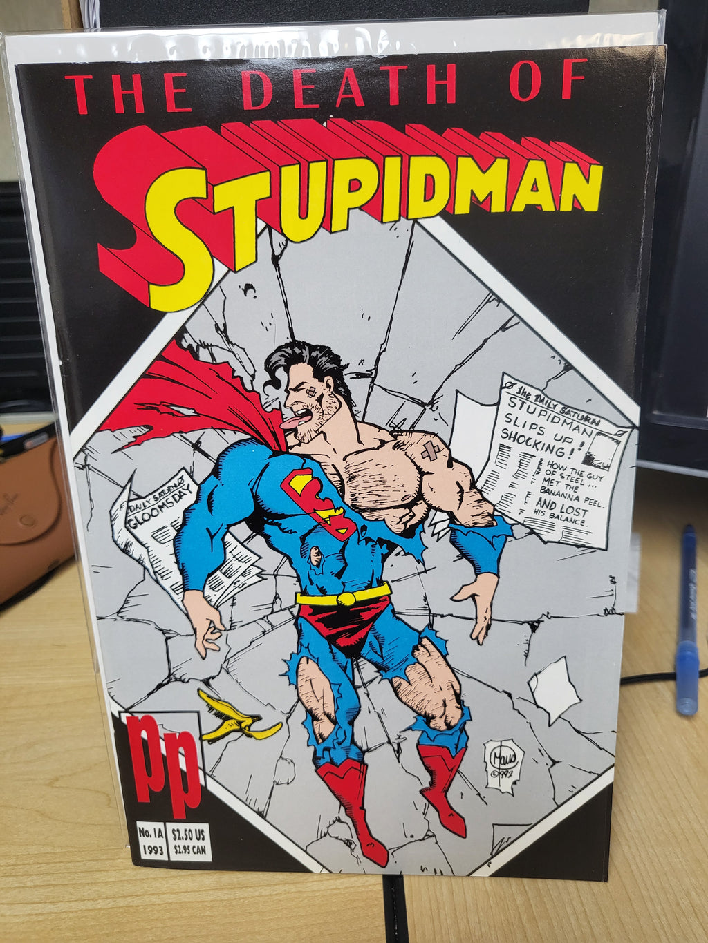 Death of Stupidman #1a (1993) Parody Press Superman FINE/VF Condition Poster Centerfold