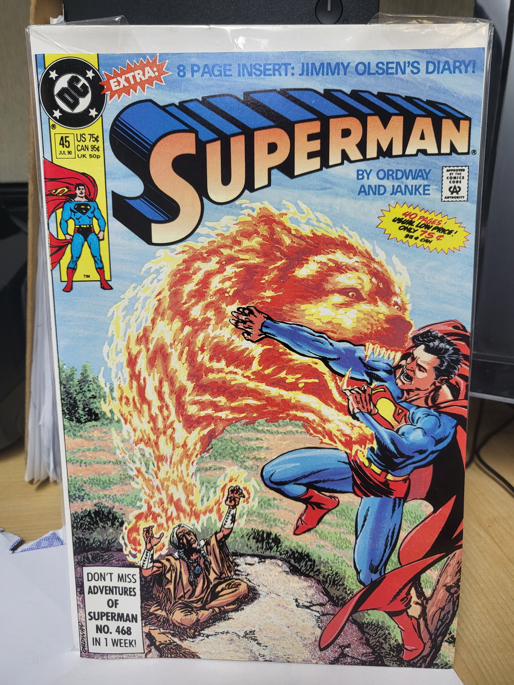 Superman #45 (1990) Volume 2 8 Page Jimmy Olsen Diary Insert Ordway Cover VF