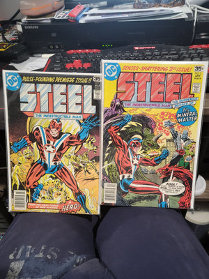 Steel The Indestructible Man #1 & #2 (1978) 1st app Commander Steel FINE DC Comics