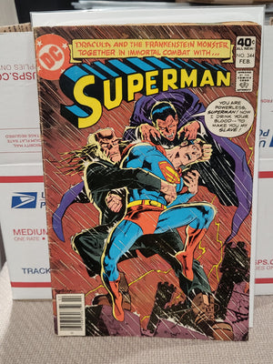 Superman #344 (1980) Dracula & Frankenstein Monster Issue Lower Mid-Grade DC Comics