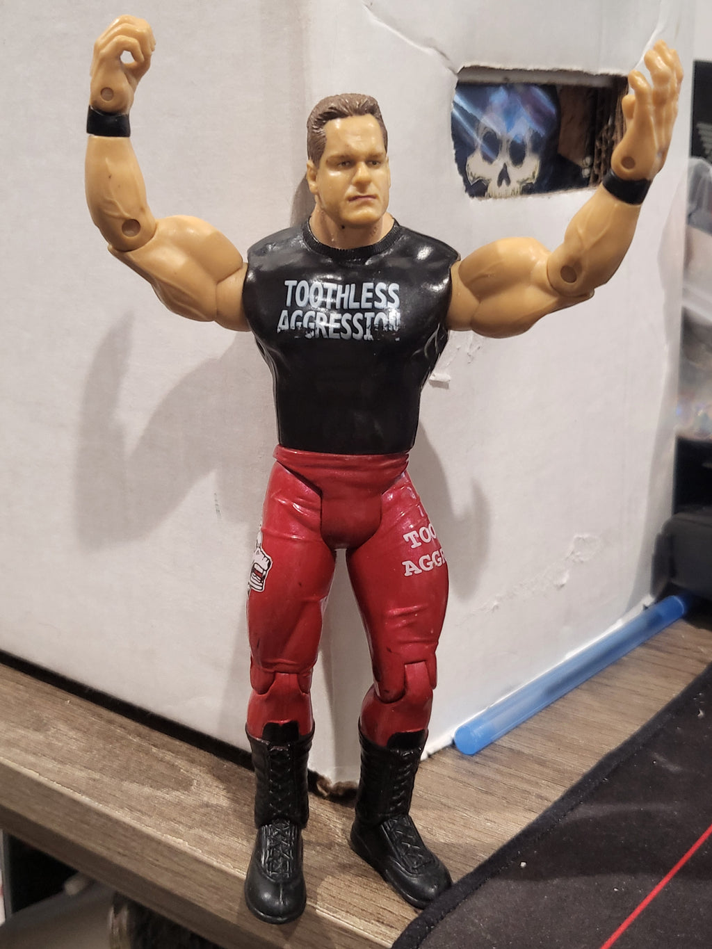 2004 Jakks WWE Ruthless Toothless Aggression Chris Benoit Red Tights Wrestling Figure