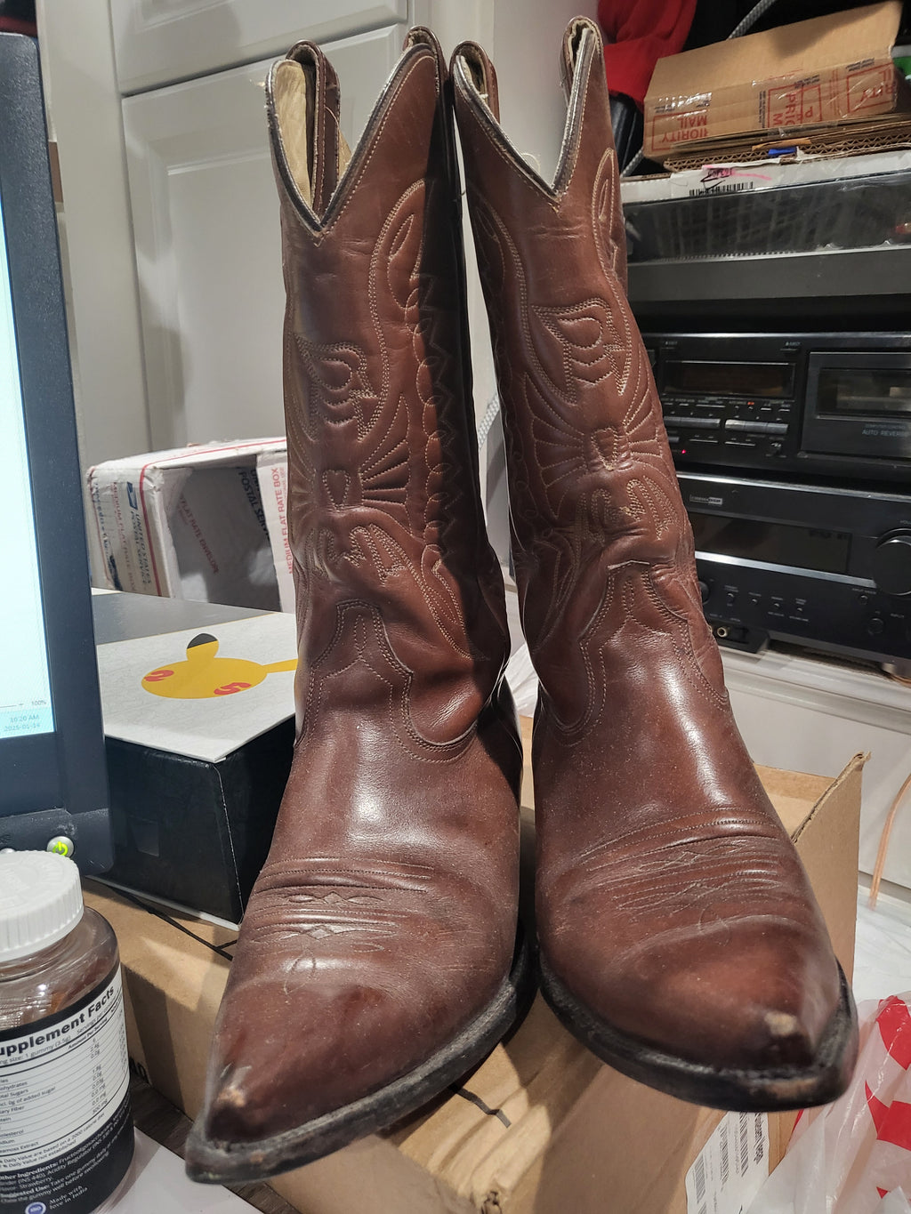 Mexican Brown Cowboy Decorative Boots #002033 30064 Euro Size 43