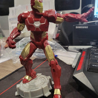 2015 Marvel Playmation Iron Man 5" Bobble Action Figure Toy on Gray Base