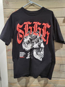 SHHH Brand "Money Is Always On My Mind" Black Skull Design LARGE T-Shirt
