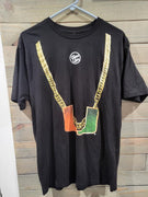 Dyme Lyfe University Of Miami Turnover Chain Design LARGE Black T-Shirt