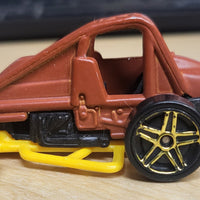 1996 Hot Wheels Slideout Brown/Yellow Base Die Cast Car Gold 5 Spoke w/Case