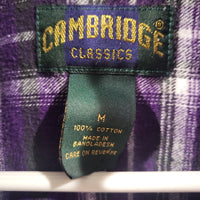 Vintage Cambridge Classics Medium Purple Plaid Flannel Long Sleeves Unisex Shirt