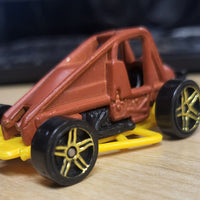 1996 Hot Wheels Slideout Brown/Yellow Base Die Cast Car Gold 5 Spoke w/Case