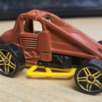 1996 Hot Wheels Slideout Brown/Yellow Base Die Cast Car Gold 5 Spoke w/Case