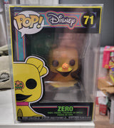 2022 Funko Pop Disney Nightmare Before Christmas #71 Blacklight Zero With Case