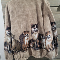 Vintage Blair Cat Themed Fleece Zippered Medium Unisex Sweater Jacket