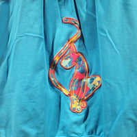 Vintage Baby Phat XL Flowery Blue Short Sleeves Hooded Jacket with POP Zipper
