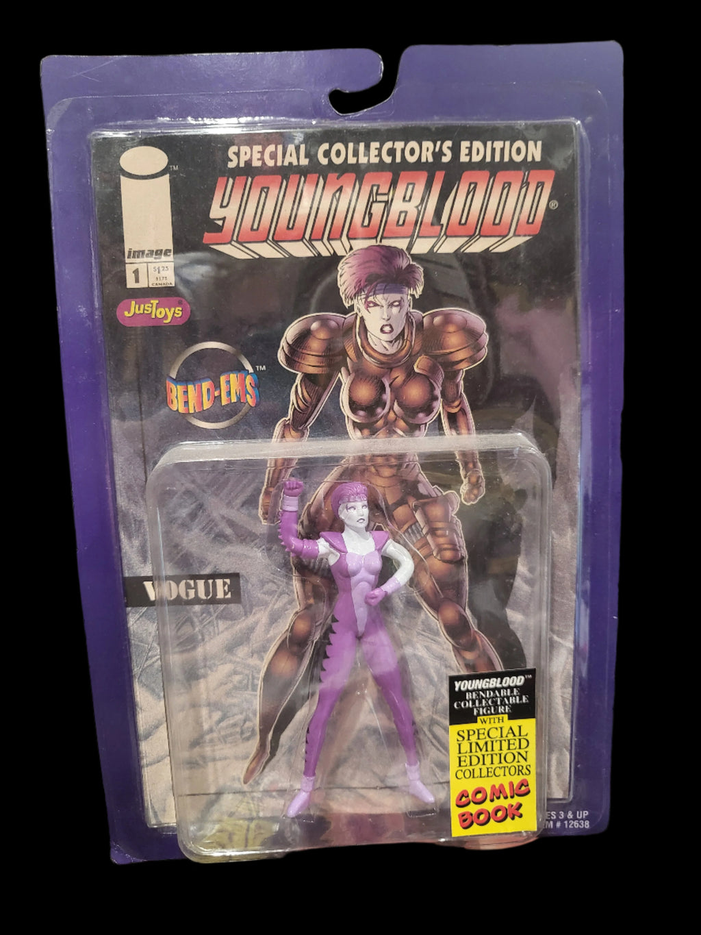 1995 Justoys Youngblood Image Rob Liefeld Sealed Vogue Bend-Ems Figure w/Comic