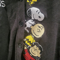 Women's Peanuts Fleece Button Up Embroidered Black Soot XL (16/18) Shacket EX