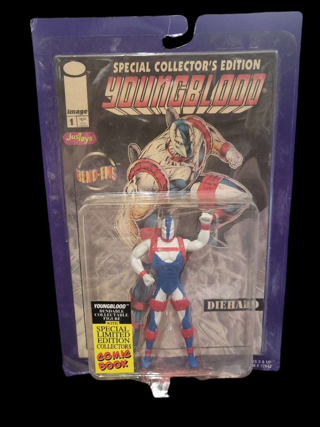 1995 Justoys Youngblood Image Rob Liefeld Sealed Diehard Bend-Ems Figure w/Comic