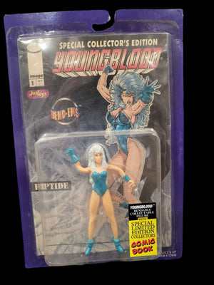 1995 Justoys Youngblood Image Rob Liefeld Sealed Riptide Bend-Ems Figure w/Comic