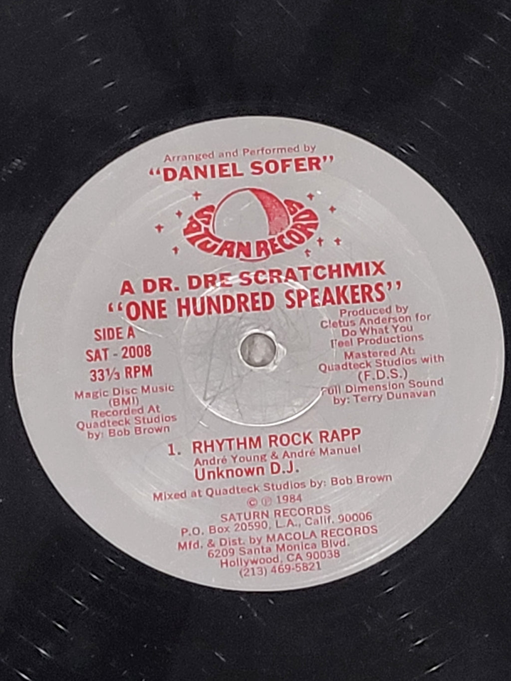 Daniel Sofer Dr. Dre Scratchmix One Hundred Speakers 1984 RARE Hip-Hop Mix Record