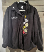 Women's Peanuts Fleece Button Up Embroidered Black Soot XL (16/18) Shacket EX