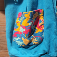 Vintage Baby Phat XL Flowery Blue Short Sleeves Hooded Jacket with POP Zipper