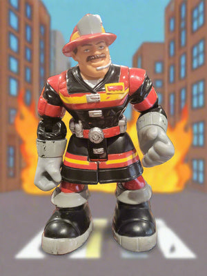 2002 Mattel Fisher Price Rescue Heroes Billy Blazes Black/Red/Yellow Fireman Figure