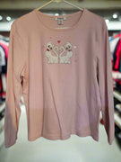 Vintage 1990's Hampshire Studio Pink Love Heart Cats Long Sleeve Petite XL Shirt