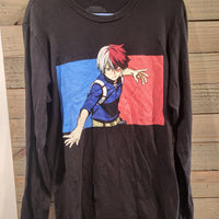 My Hero Academia Funimation Anime Todoroki Adult Small Black Fire & Ice Long Sleeves Shirt