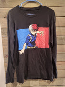 My Hero Academia Funimation Anime Todoroki Adult Small Black Fire & Ice Long Sleeves Shirt