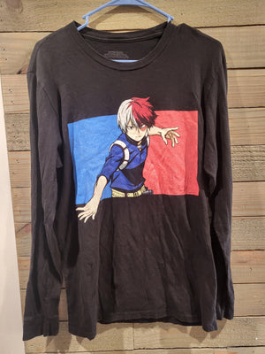 My Hero Academia Funimation Anime Todoroki Adult Small Black Fire & Ice Long Sleeves Shirt