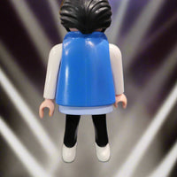 1992 Geobra Man Rock Star Z on Shirt Blue Vest Elvis Style Hair Vintage Playmobil Toy