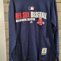 Majestic MLB Baseball Boston Red Sox Authentic Collection Blue Long M Sleeve Shirt