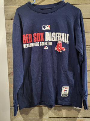 Majestic MLB Baseball Boston Red Sox Authentic Collection Blue Long M Sleeve Shirt