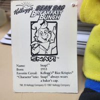 1997 Kellogg's Bean Bag Breakfast Bunch Rice Krispies Snap 8" Plush Doll NWT