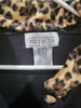 Mandal Bay Womens Petite Button Up Cardigan Sweater Black Leopard Cat Print Small